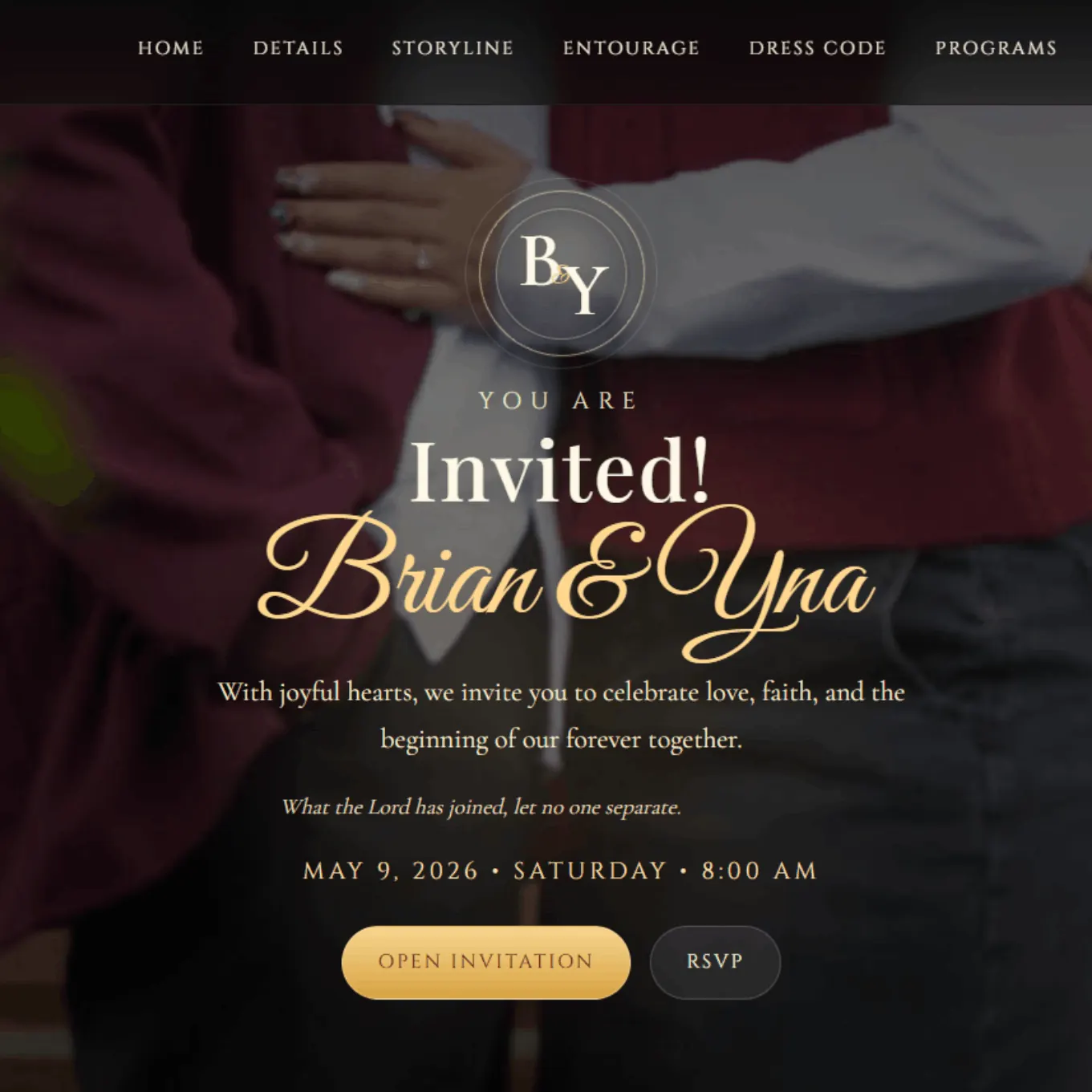 Website invitations for weddings and events